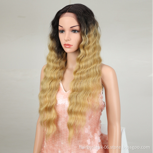 Magic Hair 28  Inch Wigs For Black Women Synthetic Lace Front Wig Long Wavy Hair Blonde Ombre Hair Synthetic Heat Resistant Hai